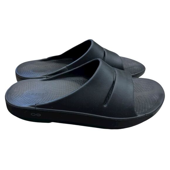 OOFOS OOahh Men’s Black Slide Recovery Sandals Slides Slip on 12